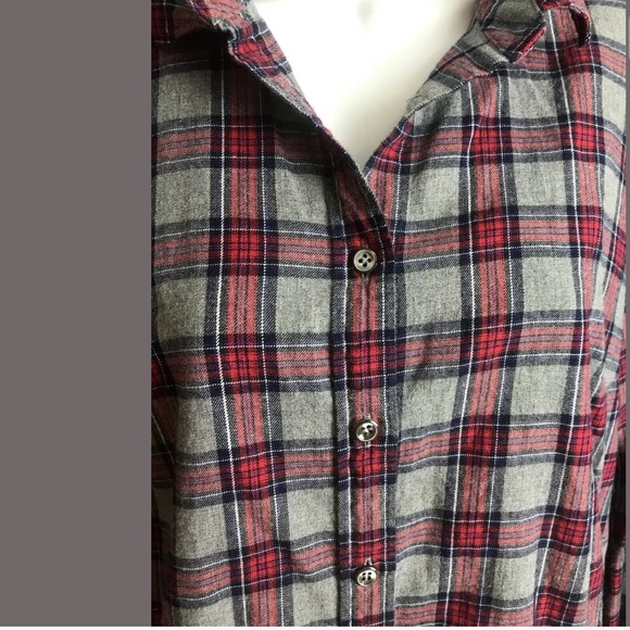 J.CREW Boy Shirt Gray Tartan Plaid Blouse Top Red - Picture 4 of 10